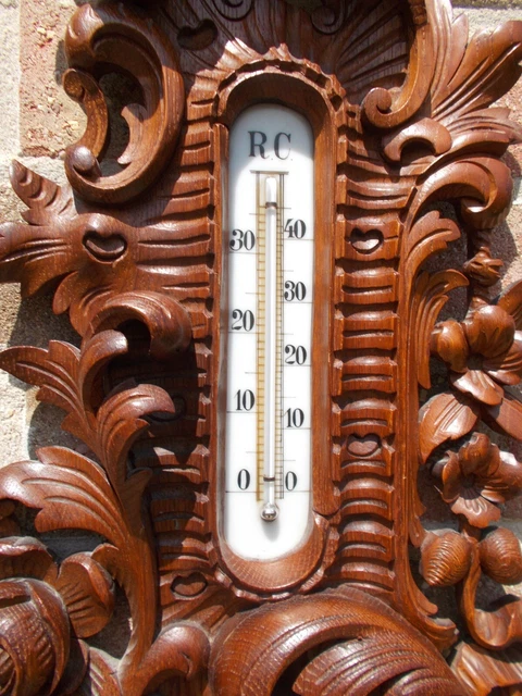 Masterly Crafted Flowers Swiss Black Forest Barometer & Thermometer 28.34" Masterly Crafted Flowers Swiss Black Forest Barometer & Thermometer 28.34"
