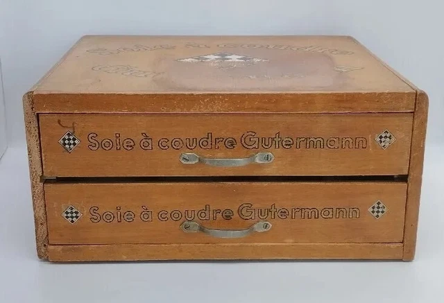 Tolle Gütermann Verkaufsvitrine Nähkasten antik Schubladen Schrank Sammlerstück
