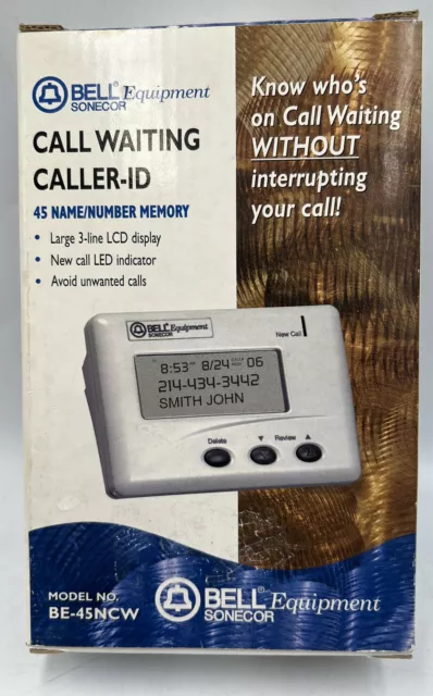 Vintg BELL Sonecor Equipment CALLER ID Name & Number + Call Waiting BE-45NCW New