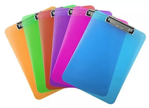 Plastic Clipboard Transparent Color Letter Size Low Profile Clip (Pack Assorted