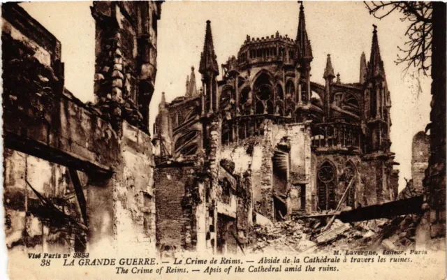 CPA AK Militaire Reims Abside de la Cathedrale a travers les ruines (696841)
