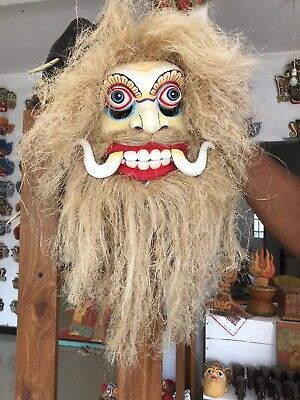 Traditional Wooden Hand Carved Home Decor Wall Hanging Pandam Paliya Mask 8" New