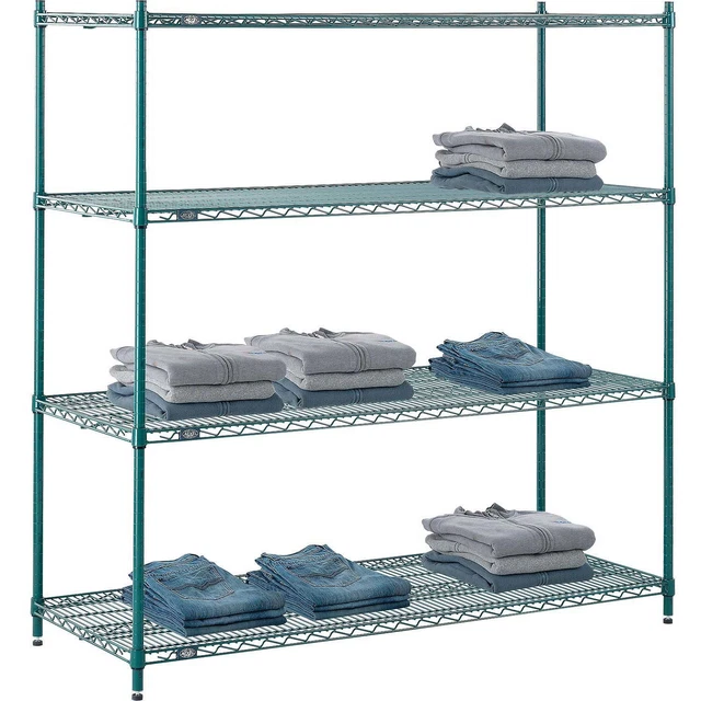 Nexel 4 Tier Wire Shelving Starter 60"W x 21"D x 63"H Green Epoxy Finish