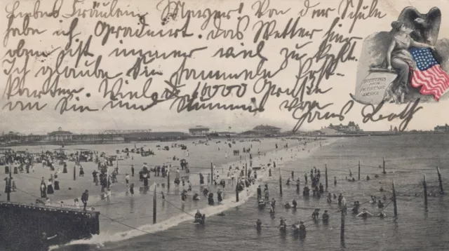 Scene on the Beach Coney Island New York Undivided Back Vintage Post Card