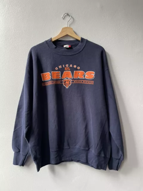 Vintage NFL Sweatshirt Chicago Bears Blue Roundneck Pullover Jumper Size Large