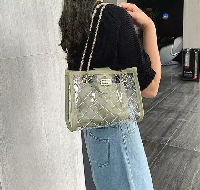 Fashion Women's PVC Transparent Handbag Tote Shoulder bag Clear Purse gift New