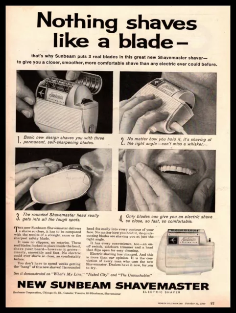 1960 Sunbeam Corporation Chicago IL Shavemaster Electric Shaver Vintage Print Ad