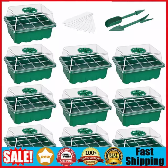 10pcs Seed Starter Tray Kit Garden Nursery Seedling Germination Box (Green)