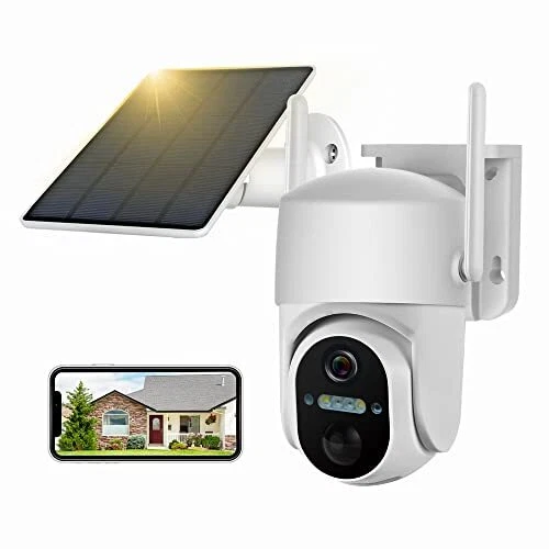 Solar Security Cameras Wireless Outdoor Battery Powered, Pan Tilt WiFi Camera...