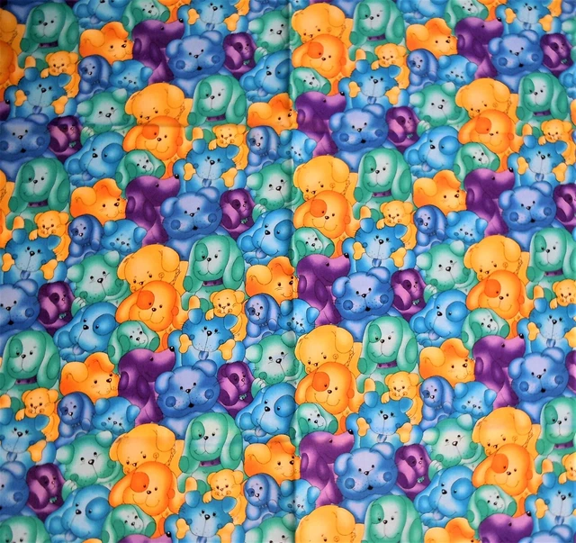 COTTON FABRIC PRINT Concepts "Puppy Time" 2 Pieces 1.9 Yards Total X