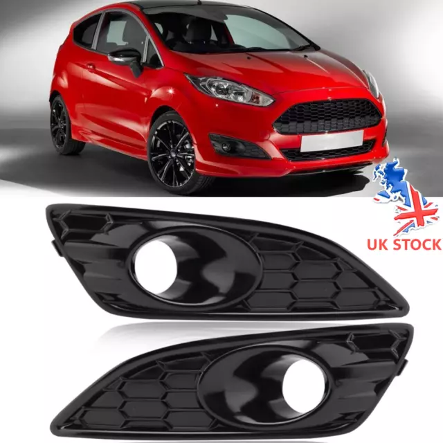 For Ford Fiesta MK7 2013-2017 Pair Honeycomb Front Bumper Fog Light Cover Grille