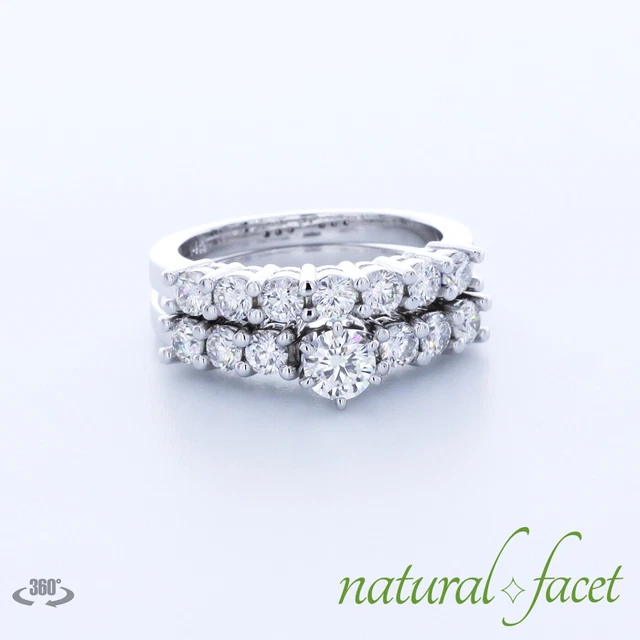 1.97Ctw Natural Diamonds H/Si1 Round 14K White Gold Vintage Side-Stone Ring Set