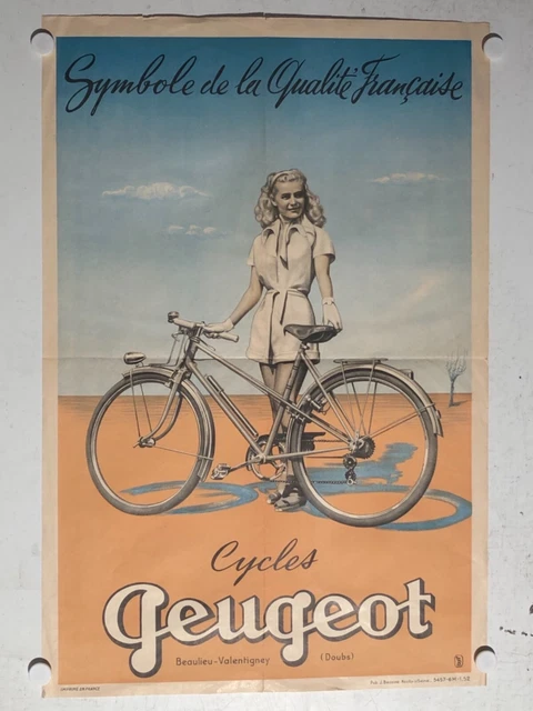 1910, Affiche Originale pour Bicyclette, Les Succès de Peugeot - L