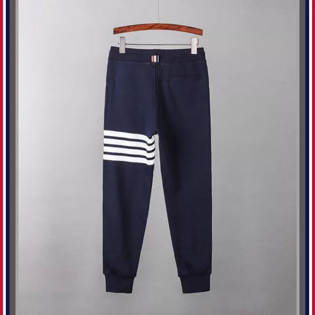 Thom Browne Men Women Cotton Sweatpants Casual Sport Pants  4 bars