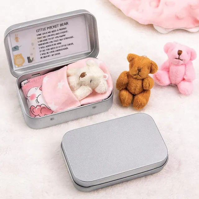 Pocket Bear Tin Tiny Pocket Plush Bear in a Tin Box Soft Stuffed Bear Doll Toy 2