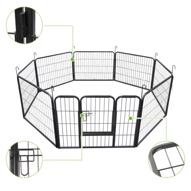 24 Inch 8 Panel Heavy Duty Metal Pet Dog Playpen Kennel Exercise Fence Cage 3