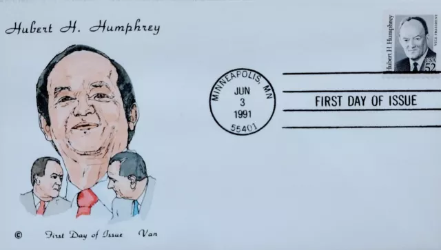 Van Natta Hubert H Humphrey Vice President Hand Painted Hp First Day Cover Fdc