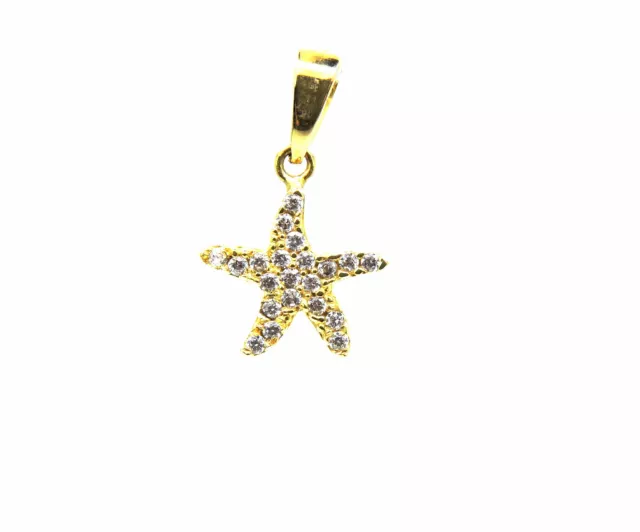 Colgante Pequeño Mini Estrella de Mar Oro Amarillo 18K 750/1000 con Circonitas