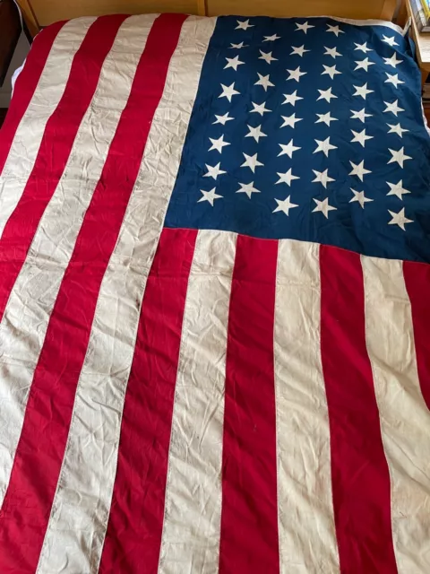 Antique 46-Star Sewn On American Flag Cotton 56" x 96"