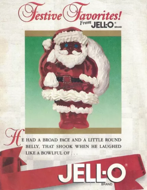 FESTIVE FAVORITES JELL-O 1988 Santa Claus Christmas Gelatin Mold Recipe ...