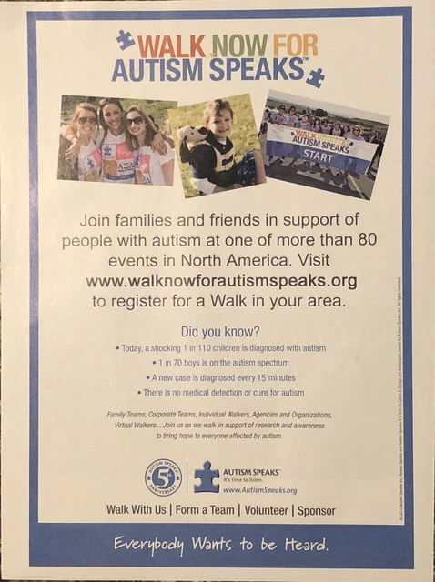 PRINT AD 2014 Walk Now Autism Speaks Time To Listen Everybody Wants To Be Heard