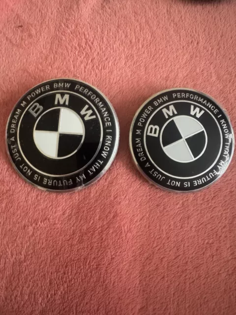 Bmw Badges Black&white 1x82mm Bonnet & 1x 74mm Boot / Trunk