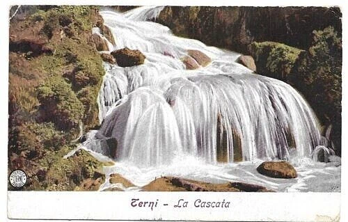 CARTOLINA DI TERNI ,LA CASCATA viaggiata NEL 1917 -FRANCHIGIA DI GUERRA WW1