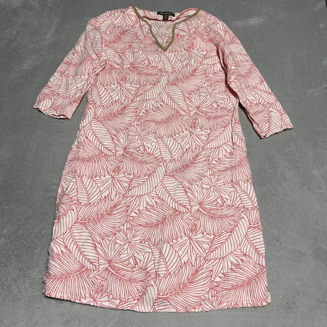 Tommy Bahama Dress Womens Small Palm Leaf Floral Linen Coverup Beach Beaded