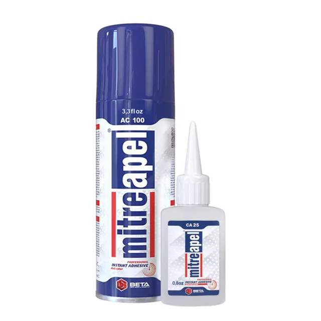 MITREAPEL Adhesive CA Glue (0.80 oz) with Aerosol Activator Spray (3.30 fl. oz.)