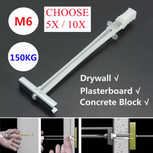 Heavy Duty M6 Plasterboard LCD LED TV Fixing Drywall Snap Toggle Anchor Fastener