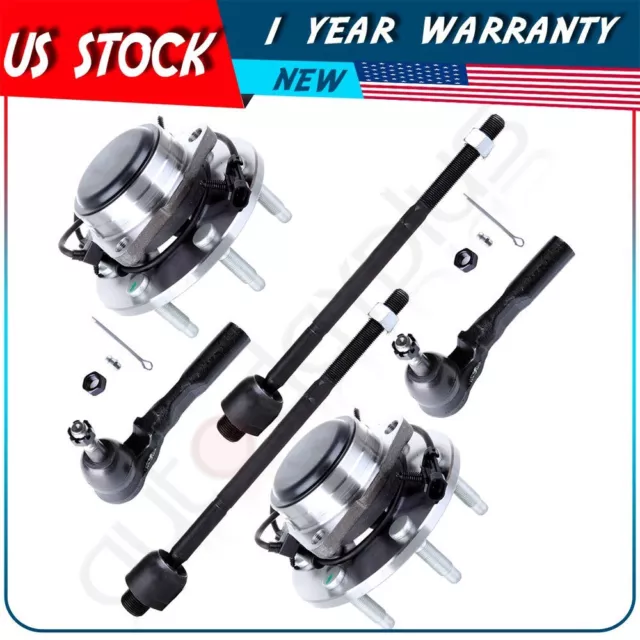 Suspension 6PC Outer Tie Rod + Inner Tie Rod + Wheel Hub and Bearing Assembly