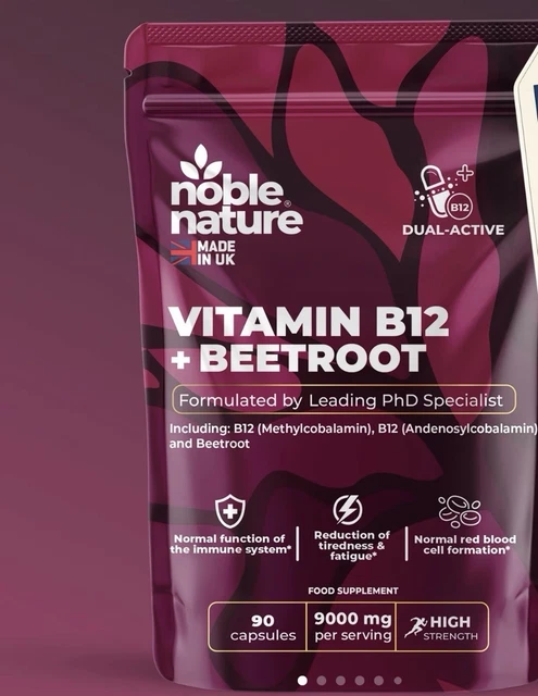 NOBLENATURE'S VITAMIN B12 & Beetroot Complex - Red blood cell formation ...