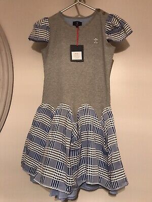 BNWT Jessie And James Squiggle Dress Tartan And Grey Melange Age 10/11 Years