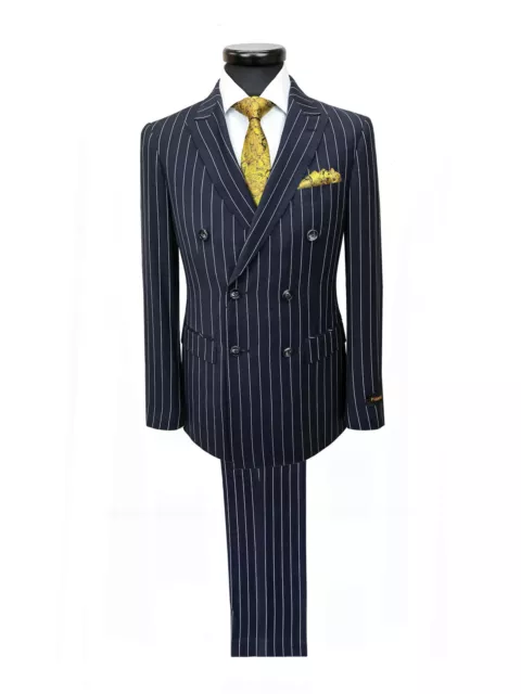 Navy Pinstripe Double Breasted Suit