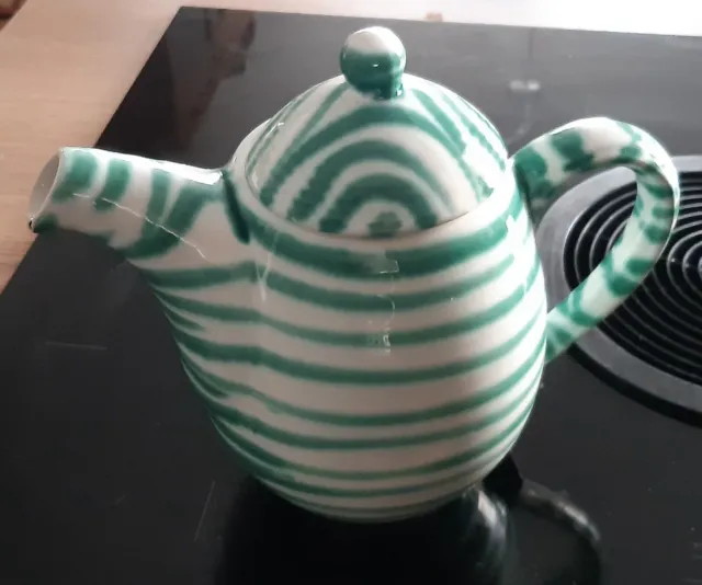 Gmundner Keramik Kaffeekanne Mit Deckel 1 l  grün geflammt