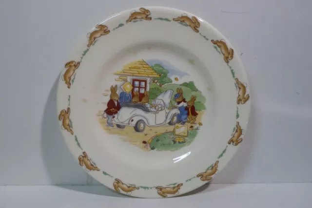 Royal Doulton Bunnykins Childrens Nursery Plate Servicing Convertible Beetle Car