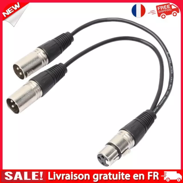 3P XLR Female Jack to Dual 2 Male Plug Y Splitter Adaptor Cord Cable 1Ft *2