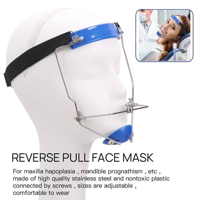 Dental Adjustable Orthodontic Reverse Pull Headgear Facial Mascara Blue