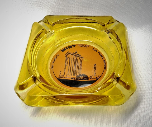 VINTAGE Ashtray Del Webb The Mint Casino Las Vegas Amber MCM Glass VINTAGE Ashtray Del Webb The Mint Casino Las Vegas Amber MCM Glass