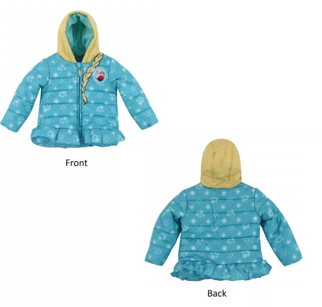 Frozen Puffer Jacket Size 2T Disney Elsa and Anna Puffy Ski Coat