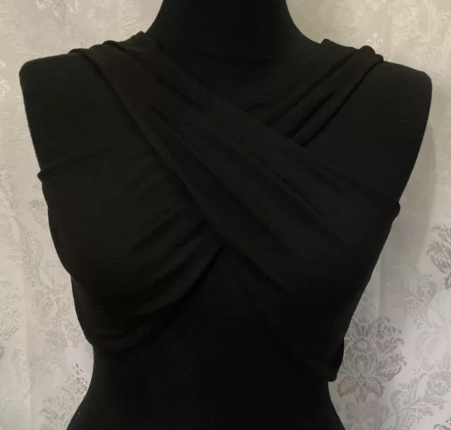 Womens Asos Petite Black Criss-Cross Tube Crop Top Size US 8 NWT UK 12