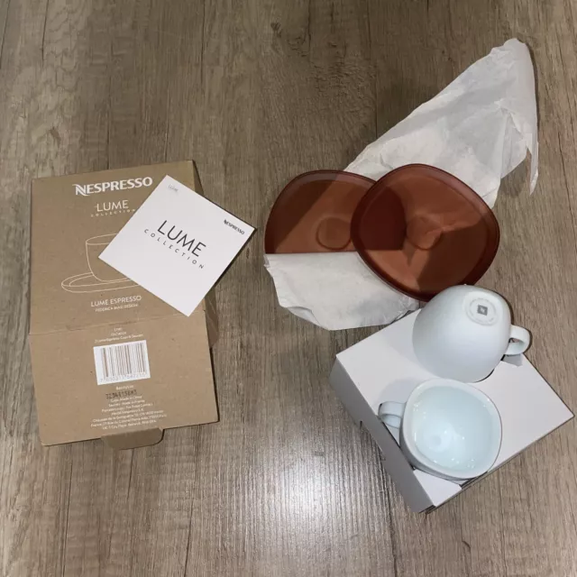 Nespresso LUME Collection Grand Lungo Espresso Cup and Saucer Set of 2 w/ Box