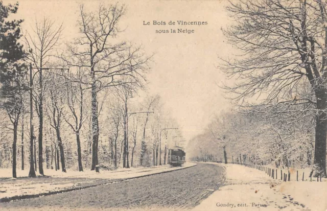 CPA 94 LE BOIS DE VINVENNES / UNDER THE SNOW / TRAM / rare shot