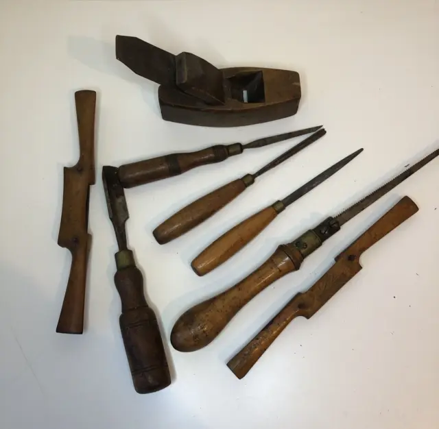 Vintage Tool W Erskine Job Lot with Pad Saw Spoke Shave Wooden Plane