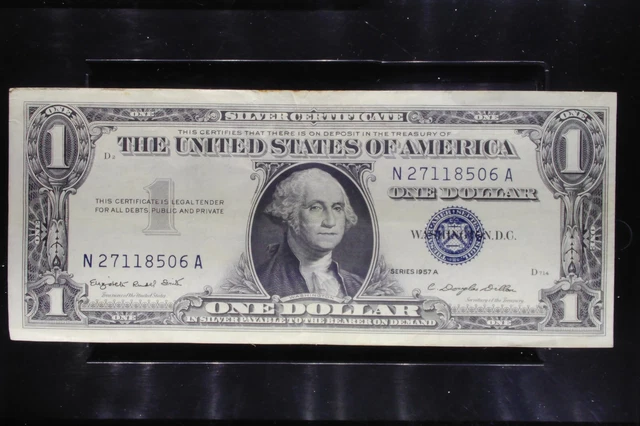1957A 1957-A $1 Silver Certificate Dollar Bill Blue Seal N 27118506 A XF-AU