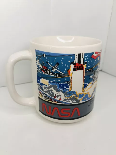 NASA 12 oz Coffee Mug Vtg  Johnson Space Center Huston Texas Astronauts Shuttle
