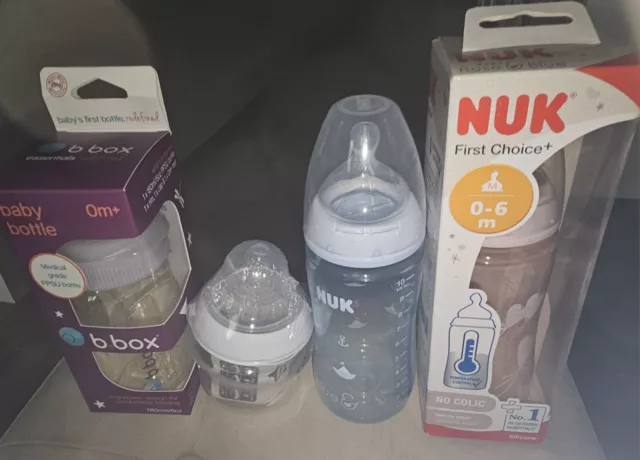 Baby Milk bottles x 4 - b.box, NUK, tomme tippee