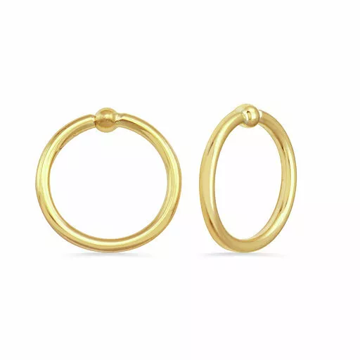 14k 18g 5/16 Yellow Solid Gold Seamless Beaded Ring, Conch Septum Helix Daith