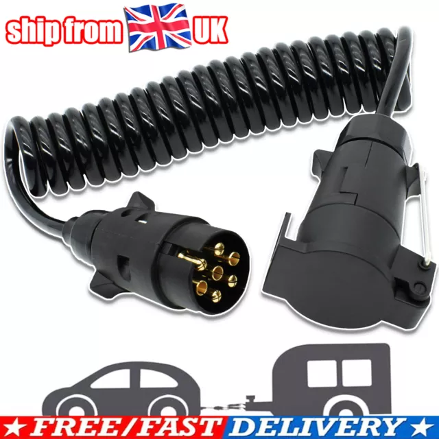 3M 7 Pin Trailer Light Board Extension Cable Lead Male To Female Wire Socket UK