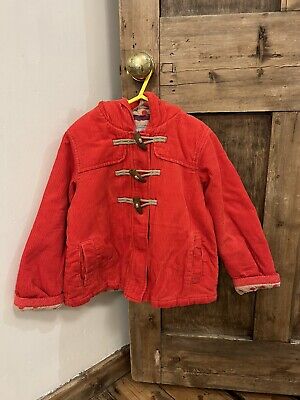 Girls Next Hooded Red Cord Duffel Coat Jacket Age 5-6 Immaculate Condition